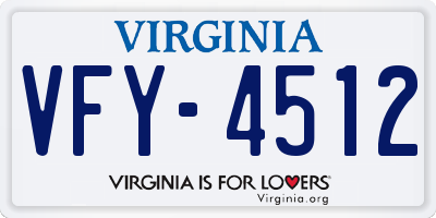 VA license plate VFY4512