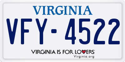 VA license plate VFY4522