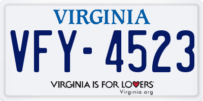 VA license plate VFY4523