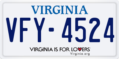 VA license plate VFY4524