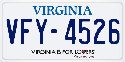 VA license plate VFY4526