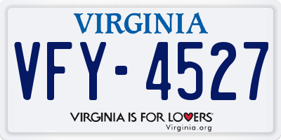VA license plate VFY4527