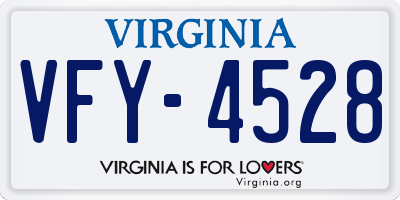 VA license plate VFY4528