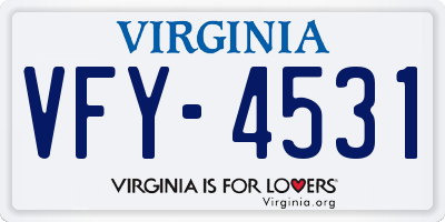 VA license plate VFY4531
