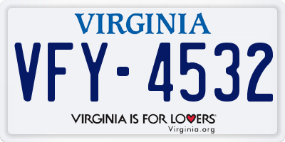 VA license plate VFY4532