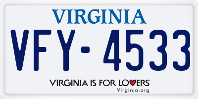 VA license plate VFY4533