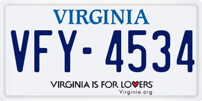 VA license plate VFY4534
