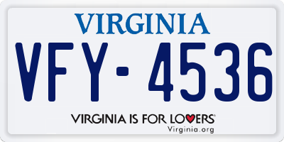 VA license plate VFY4536