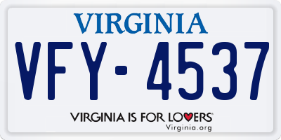VA license plate VFY4537