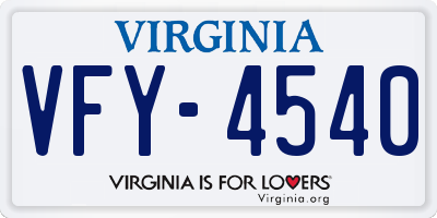 VA license plate VFY4540