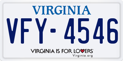 VA license plate VFY4546