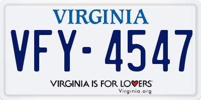 VA license plate VFY4547