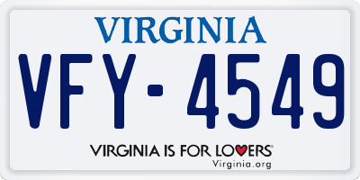 VA license plate VFY4549