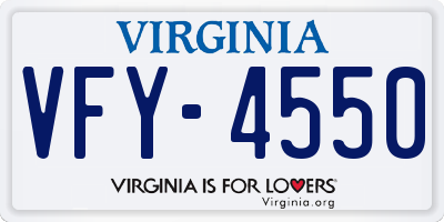 VA license plate VFY4550