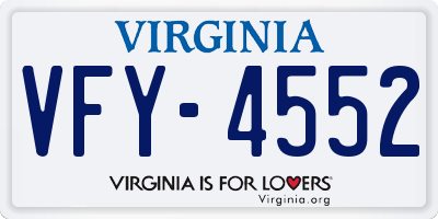 VA license plate VFY4552