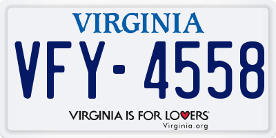 VA license plate VFY4558