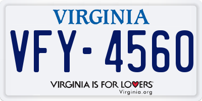 VA license plate VFY4560