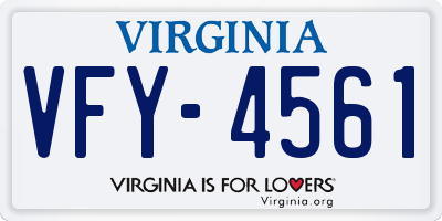 VA license plate VFY4561