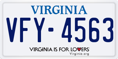 VA license plate VFY4563