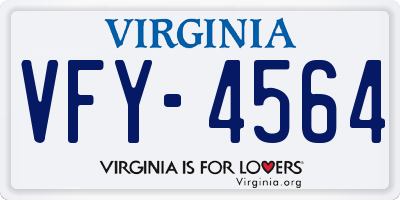 VA license plate VFY4564