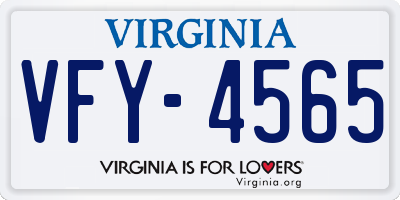 VA license plate VFY4565