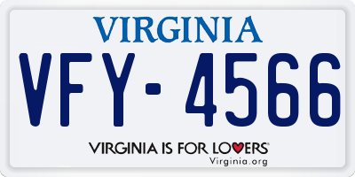 VA license plate VFY4566