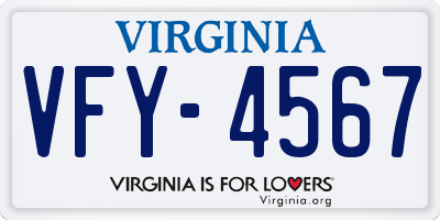 VA license plate VFY4567