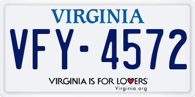 VA license plate VFY4572
