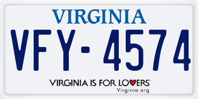 VA license plate VFY4574