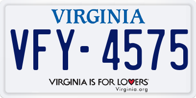 VA license plate VFY4575