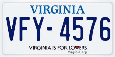 VA license plate VFY4576