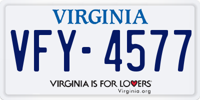 VA license plate VFY4577