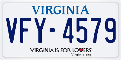 VA license plate VFY4579