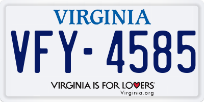 VA license plate VFY4585