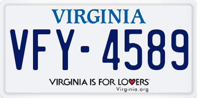 VA license plate VFY4589