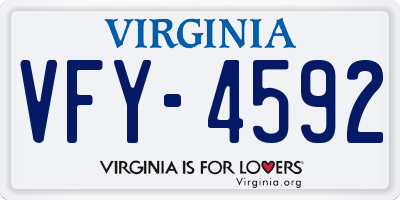 VA license plate VFY4592
