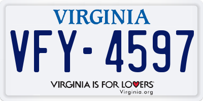 VA license plate VFY4597