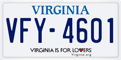 VA license plate VFY4601