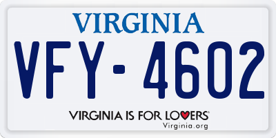 VA license plate VFY4602