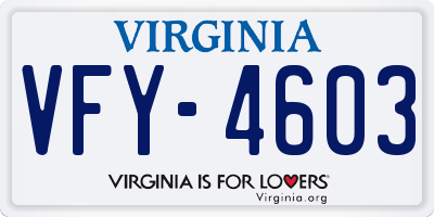 VA license plate VFY4603