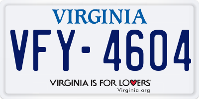 VA license plate VFY4604