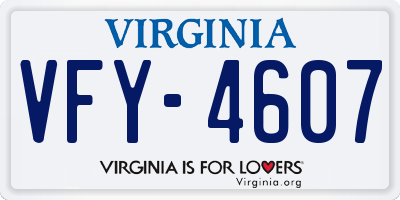 VA license plate VFY4607