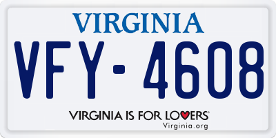 VA license plate VFY4608