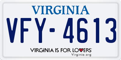 VA license plate VFY4613