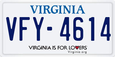 VA license plate VFY4614