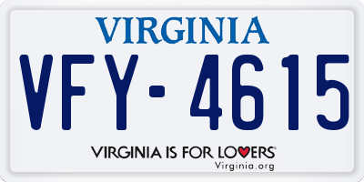 VA license plate VFY4615