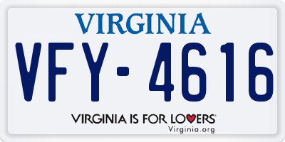 VA license plate VFY4616