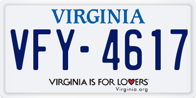 VA license plate VFY4617