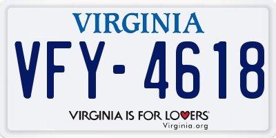 VA license plate VFY4618