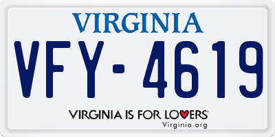 VA license plate VFY4619